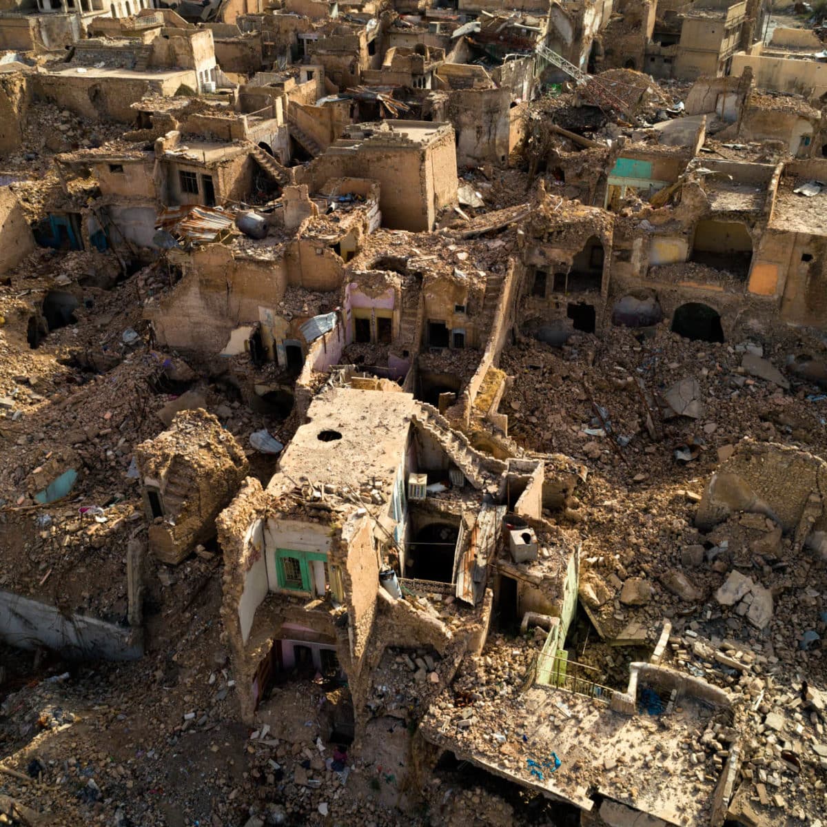 La ville bombardée de Mossoul (26 mai 2018), Irak (36°20'47" N 43°8'1" E)
