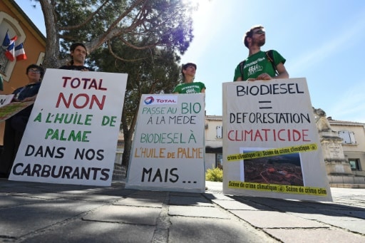 Rassemblement de défenseurs de l'environnement contre la bioraffinerie de La Mède, le 14 avril 2017, à Chateauneuf-les-Martigues, dans les Bouches-du-Rhône © AFP/Archives ANNE-CHRISTINE POUJOULAT