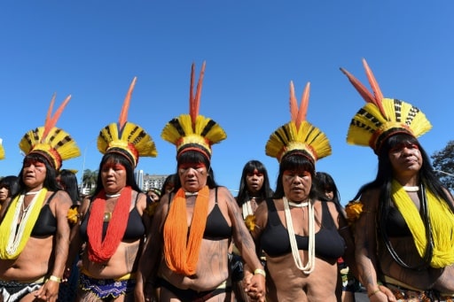 Des indigènes brésiliennes manifestent à Brasilia le 13 août 2019 pour protester contre la politique du président Bolsonaro © AFP EVARISTO SA