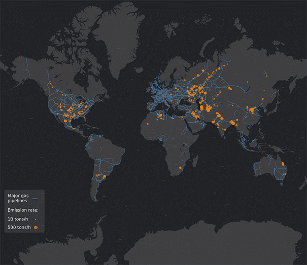 methane fuites dans le monde