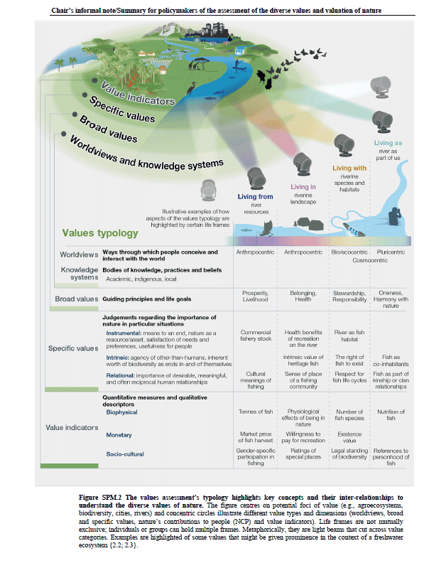 IPBES 4 axes piliers vivre avec la nature vivre de la nature vivre dans la nature