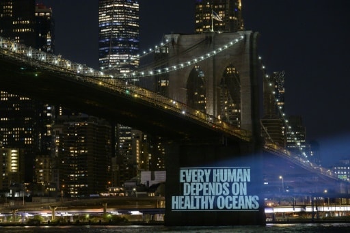 Greenpeace l'ONU, sur le pont de Brooklyn à New York