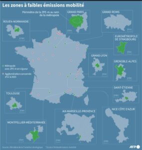 carte de france avec zones à faibles émissions
