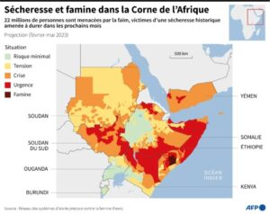 carte corne de l'afrique secheresse