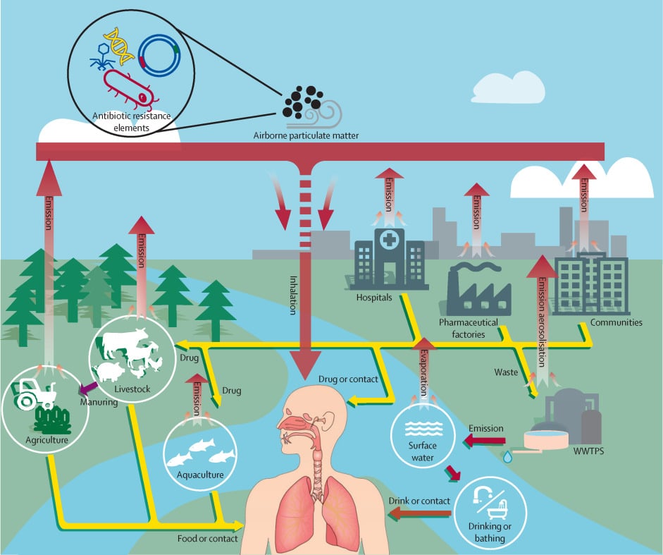 the lancet résistance aux antibiotiques pollution de l'air particules fines pm2.5